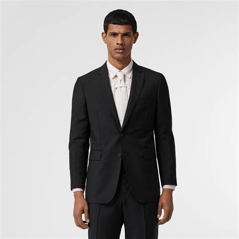 burberry slim fit wool mohair part-canvas suit 36 black|Wool Tailored Jacket in Black .